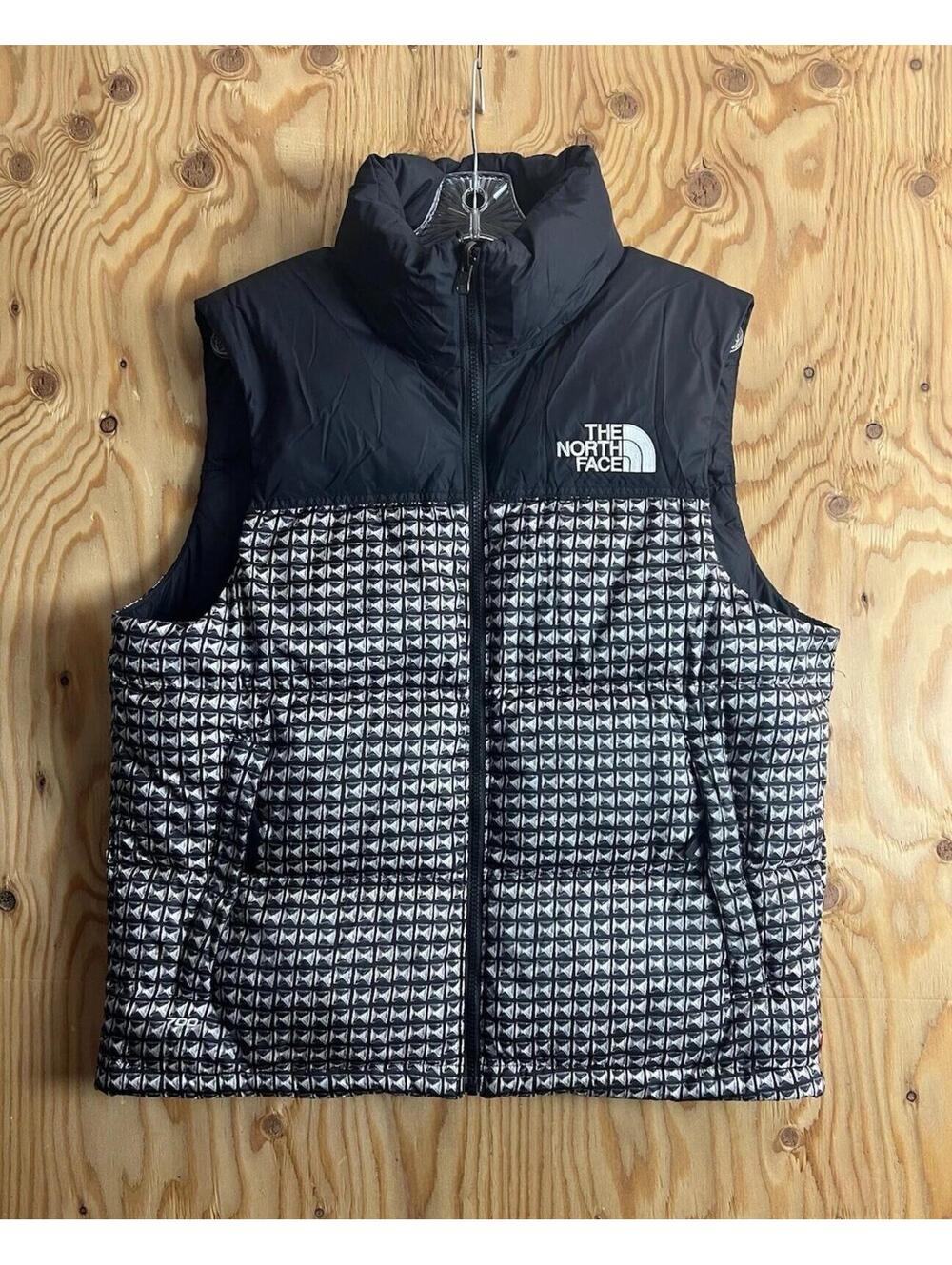 Supreme x The North Face Studded Nuptse Vest Mens M Black Puffer Hoody Jacket - Picture 1 of 15